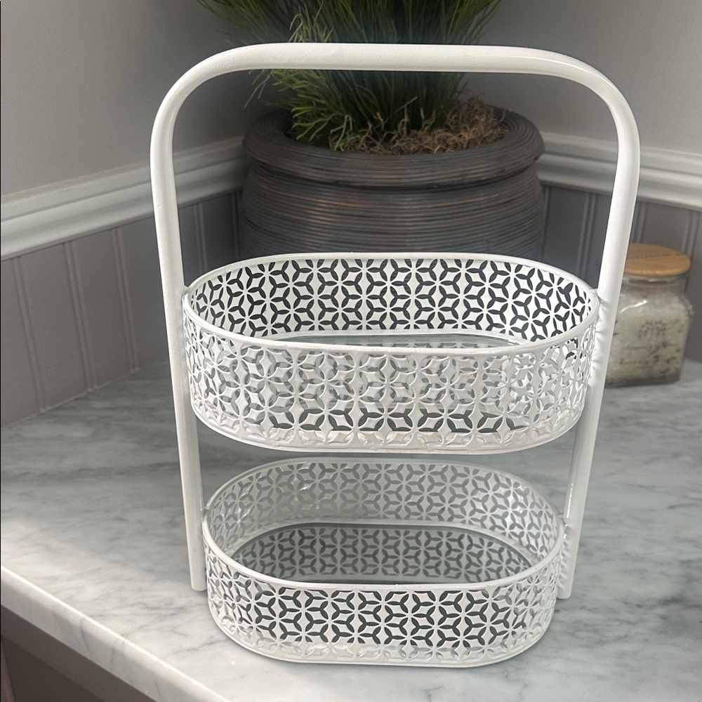White Two-Tier Metal Organizer